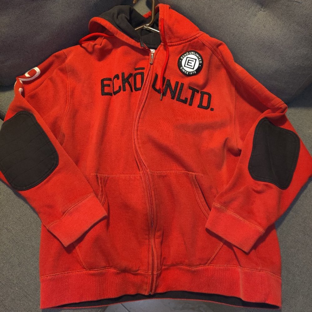 Ecko Unlimited Red Black Hooded Sweatshirt